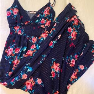 FINAL CALL: Long cotton navy blue floral dress